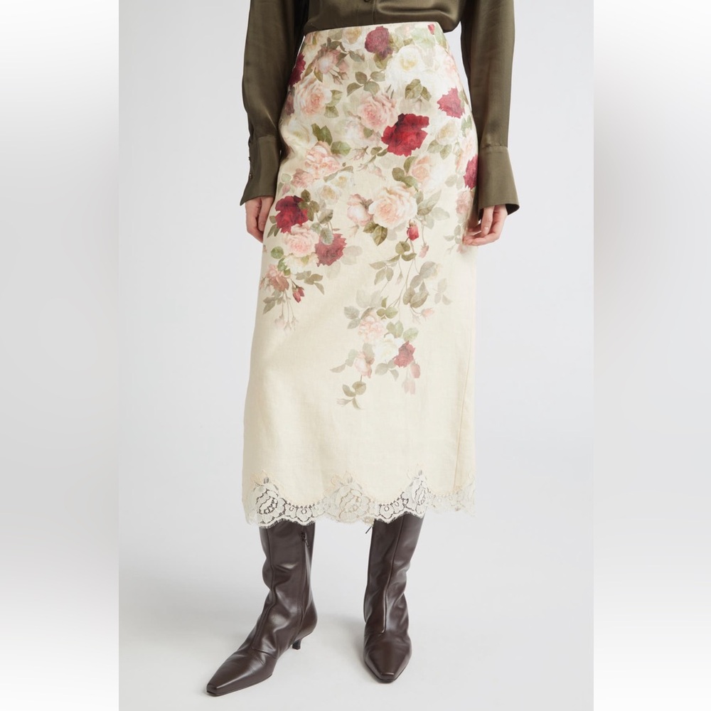 Zimmermann Cream Floral Midi Skirt - Picture 2 of 5